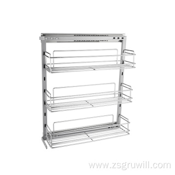 Bottom-mounted contemporary drawer pull-out storage basket